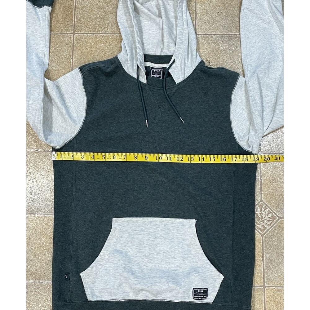 Nike Men’s Small Cream/Green Color Block Pullover Hoodie Drawstring Large Pouch - Picture 5 of 14